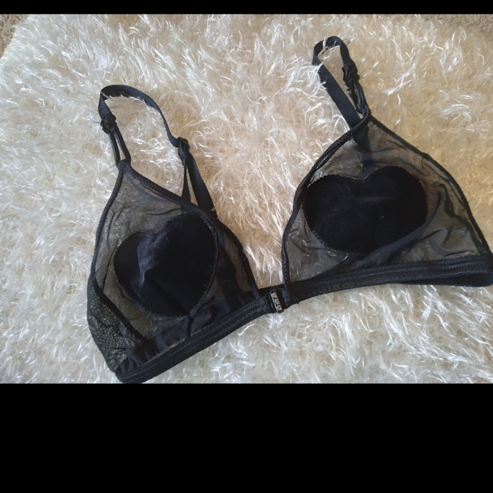 Sexy Y2K Fairycore Heart Bra/Lingerie Black Front closure 34C